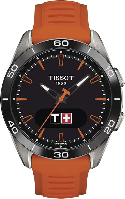 Tissot Unisex Tissot T-Touch Connect Sport antimagnetic Titanium case Quartz Watches, Orange, Silicone, 21 (T1534204705102)