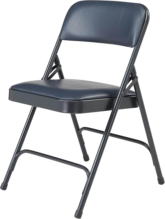 Premium Padded Portable Folding Chairs by National Public Seating 1200 Series Upholstered, Heavy-Duty Foldable Chairs for Indoor & Outdoor Use Set of 4, Comfortable & Durable, Midnight Blue