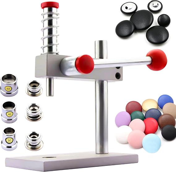 LYNDA Fabric Button Maker, Manual Button Press Machine with 30/40/48mm Dies for DIY Sewing & Upholstery