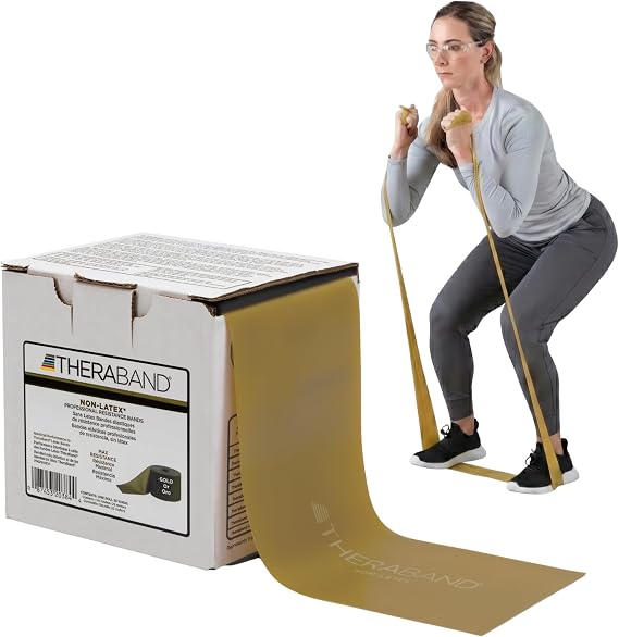 THERABAND Resistance Band, Gold, Max, 25-Yard Roll, Latex-Free, Elastic Band for Exercise, Physical Therapy, Yoga, Pilates, Stretching, Home Workouts, Color-Coded for Easy Resistance Levels