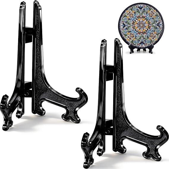 2pcs Black Acrylic Easel Plate Stands 3 Inch Small Display Holders