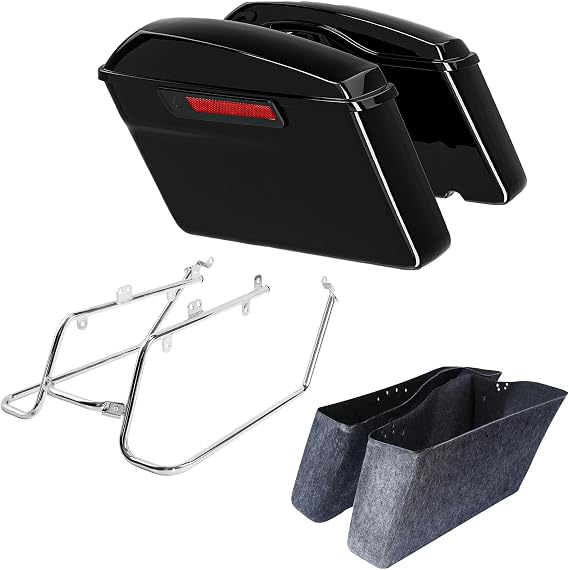 TCMT Hard Saddlebags & Conversion Brackets Kit Fit For Harley Dyna Model 2008-2017 Street Bob Fat Bob Low Rider Super Glide Wide Glide Switchback Chrome Bracket