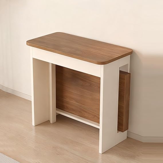 Extendable Dining Table, Saving Space Extendable Drop Leaf Table, Easy Movement, Compact Dining Table,Seats 2-6, Sturdy Wood Top, for Kitchen, Dining and Living Room(0.6m/4c)