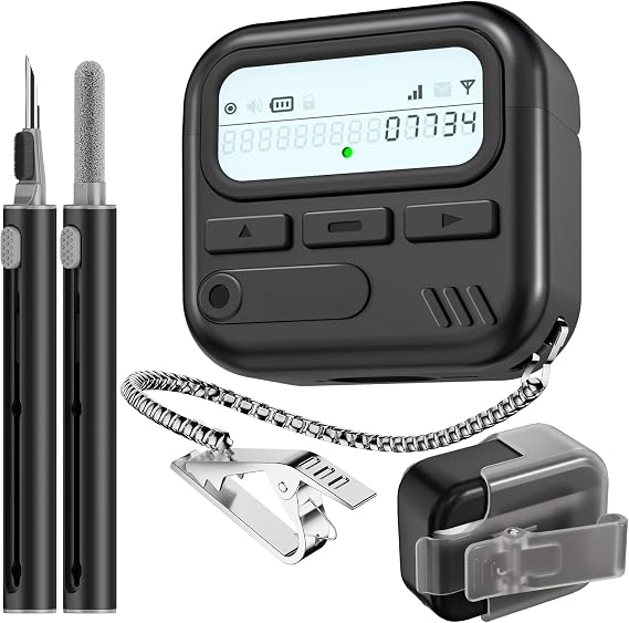 with Safety Lock Pager Cases for AirPods 4 Case Cover 2024 with Cleaner Kit,Sturdy Hard PC Protective for Apple AirPods 4th Generation Case for Men Women,AirPods 4 Accessories with Keychain-Black