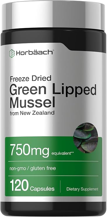 Horbaach Green Lipped Mussel |120 Capsules | from New Zealand | Premium Freeze Dried Mussel Powder | Non-GMO and Gluten Free
