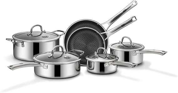 SNOWCLAD Pots and Pans Set Non Stick | Stainless Steel Kitchen Cookware
