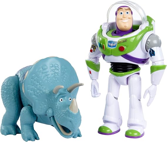 Mattel Toy Story Buzz Lightyear and Trixie 2-Pack Character Figures in True to Movie Scale,Highly Posable with Signature Expressions for Storytelling and Adventure Play