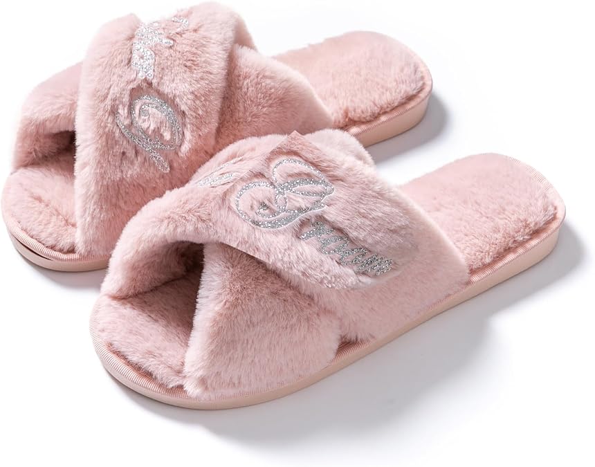 Bridal Slipper - Bridesmaid & Bachelorette Gifts - Silver Glitter Print