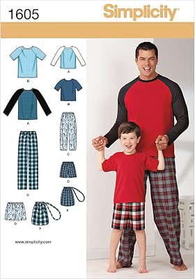 Simplicity 1605 Boys And Mens Pajama Sewing Patterns, Mens Sizes S-XL and Youth Sizes S-L