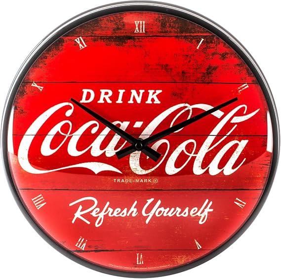 Nostalgic-Art 51074 Coca-Cola – Logo Red refresh kendin yap, duvar saati 31 cm