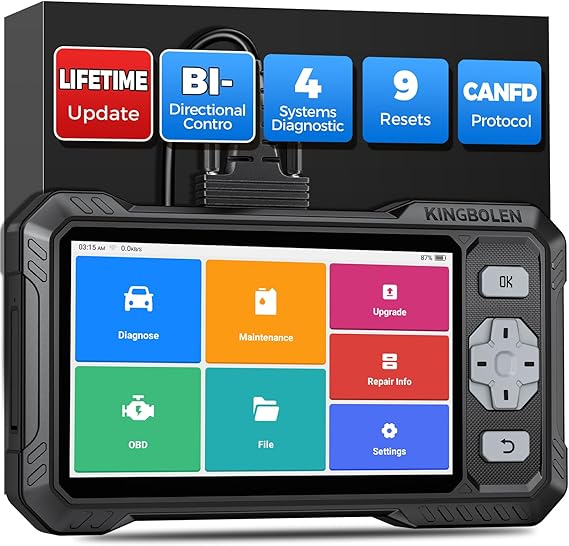 KINGBOLEN S608 OBD2 Scanner, OBD2 Code Reader, Bidirectional Diagnostic tool for Engine/ABS/Airbag/AT,9 Reset Oil/Brake/ABS/Gear/Injector/BMS/DPF/TPMS/Throttle,Car Diagnostic Tool Lifetime Update