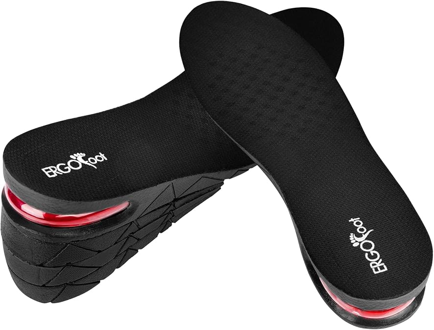 ERGOfoot Height Increase Insoles for Men Shoe Inserts | Breathable Material for All-Day Comfort,Shock Absorption Cushion,Height Increasing soles for Daily Use,Adjustable