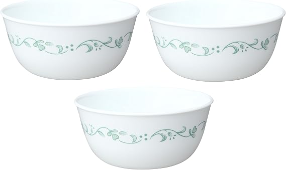 Corelle Livingware 28-Ounce Super Soup/Cereal Bowl, White Country Cottage, Set of 3 | Set of 3