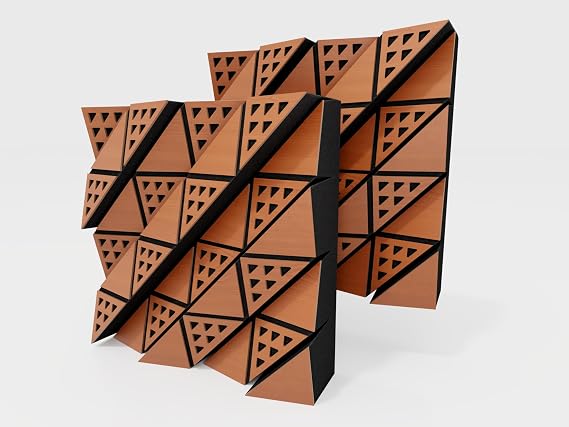2 Pack Acoustic Diffuser | 2D Diff | Reflection - Diffusion - Absorption - Soundproofing | Wall Art Panel | Color Plates: (Cherry, FUZA (60mm))