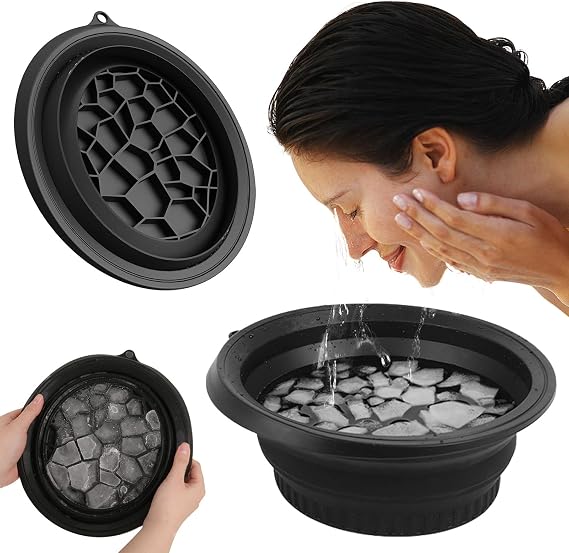 Face Ice Bath Bowl Foldable Silicone Ice WashBasin Quick Cooling Foldable Face Ice Tub Ice Face Folding Wash Basin Quick Cooling Wash Basin for Swelling Relief Relieve Skin