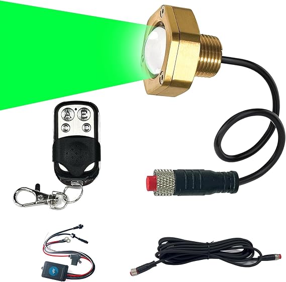 Marine Grade Standard 1/2" NPT Boat Drain Plug Light with APP RF Remote Control,Underwater LED Boat Light,40W 4100LM IP68 Waterproof Smart Cooling System for Yachts, Kayaks (Green)