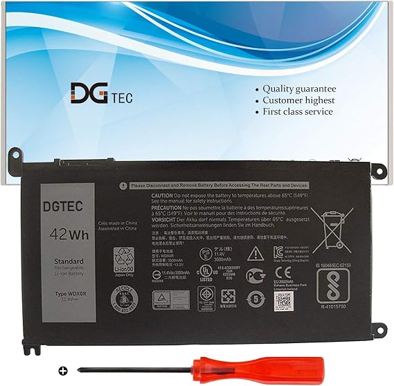 WDX0R Replacement Laptop Battery for Dell Inspiron 15 5565 5567 5568 5578 7560 7570 7579 7569 13 5368 5378 7368 7378 17 5765 5767 5770 Series 3CRH3 T2JX4 FC92N CYMGM 11.4V 42Wh