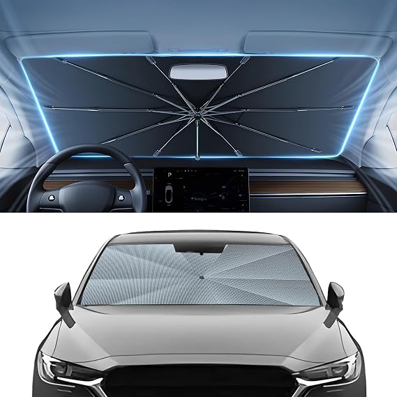 Autorder Windshield Sun Shade Umbrella for 2017-2025 2026 Mazda CX-5 CX5 Accessories,Upgraded Ice Crystal Material,Easy Setup Umbrella Sunshade for Car Windshield,100% Sun Blocking
