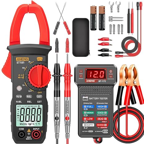 ANENG Clamp Meter Multimeter Tester with 1.2V Car Battery Tester,Measures AC Current, AC/DC Voltage,Capacitance, Resistance, Diodes, Continuity Frequency Electrical Tools