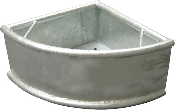 Dreiecktrog verzinkt umlaufendes Rundrohr 35 litres silver 44 x 44 x 24 cm hot-dip galvanised metal a feeding place with round pipes and drain plug