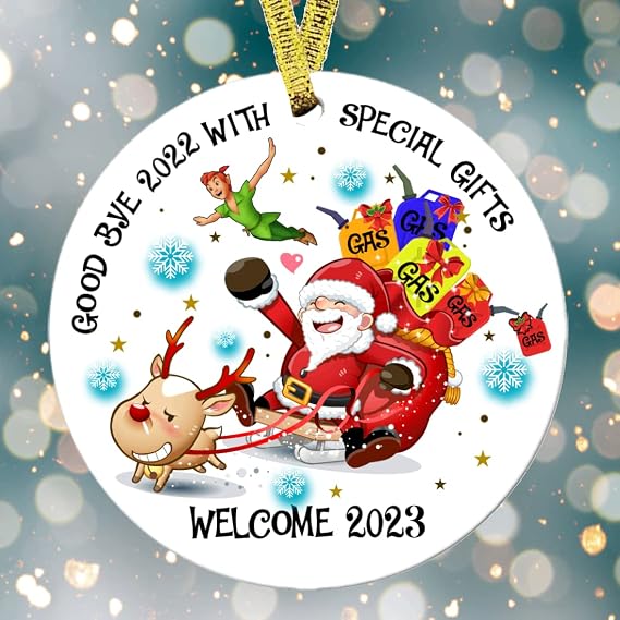 Personalized Christmas Ornaments Keepsake, Custom Santa Goodbye 2022 Welcome 2023 Personalized Ornaments. Ornaments for Christmas Decorations (Goodbye 2022 Welcome 2023)