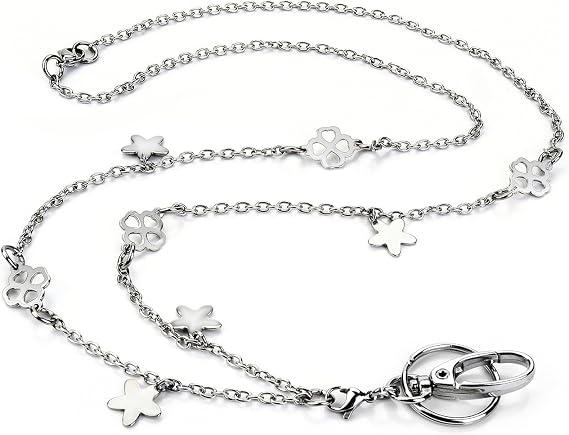 Women ID Badge Holder Simple Style Necklace Fashion Lanyard Silver Jewelry Keys ID Holder Stainless Steel Chain