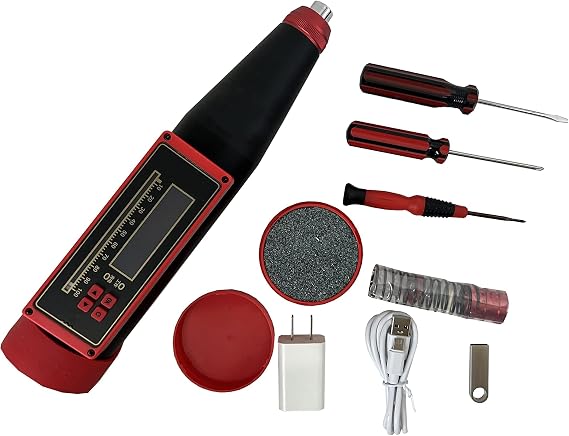 Digital Concrete Rebound Test Hammer Resiliometer Concrete Test Strength Hammer for Building Panels Beams Columns Bridges Test Range 10-60MPa Stiffness of Spring 78530.0N/m