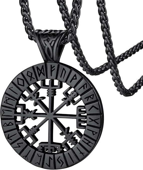 FaithHeart Viking Necklace for Men, Silver/Black/Gold Stainless Steel Nordic Viking Amulet Pendant Necklaces Norse Mythology Talisman Jewelry Gifts for Men