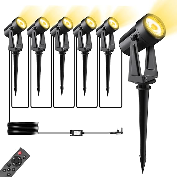 6 Pack 23M Garden Lights Mains Powered with Remote Control [Energy Class F]