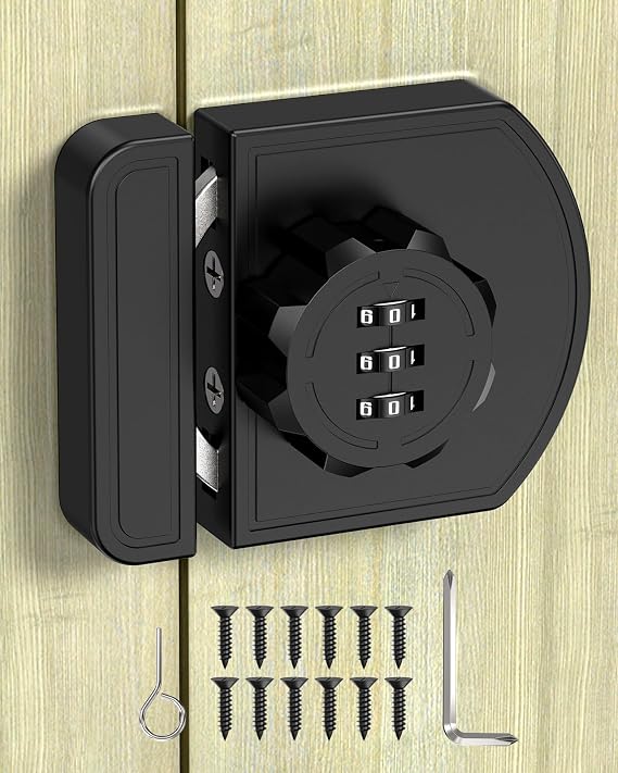 Combination Cabinet Lock, Keyless Code Lock, Black, 1 Pack