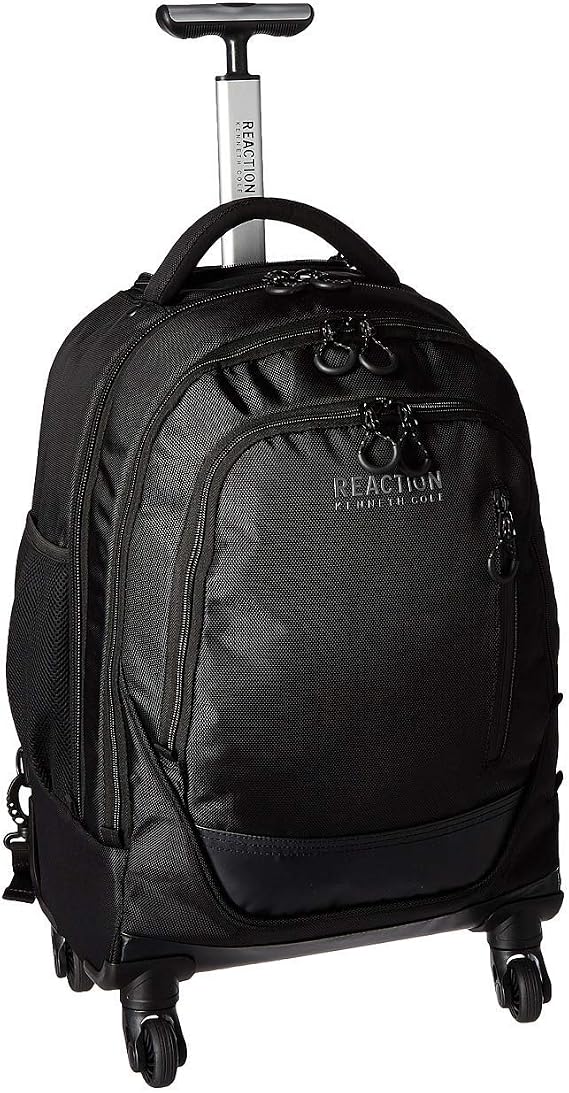 Kenneth Cole REACTION 17" Polyester Dual Compartment 4-Wheel Laptop Backpack, Black