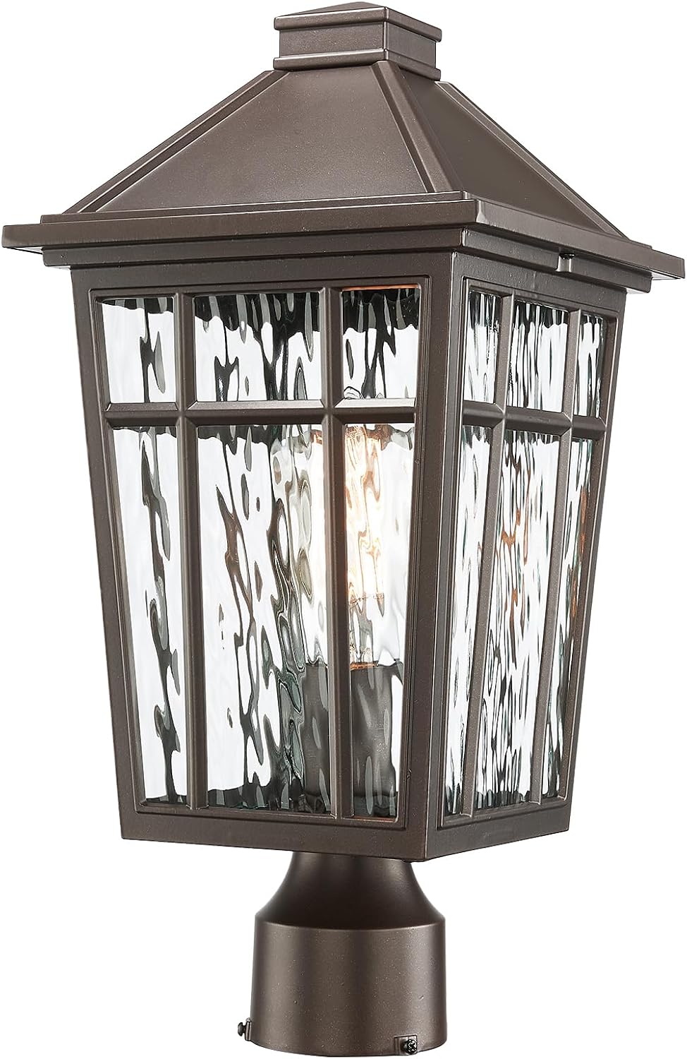 Darkaway Large Outdoor Post Lights Lamp Post Light Fixture, 17inch Waterproof Aluminum Housing with Water Ripple Glass, Fence Post Deck Lighting for Garden Patio Pathway