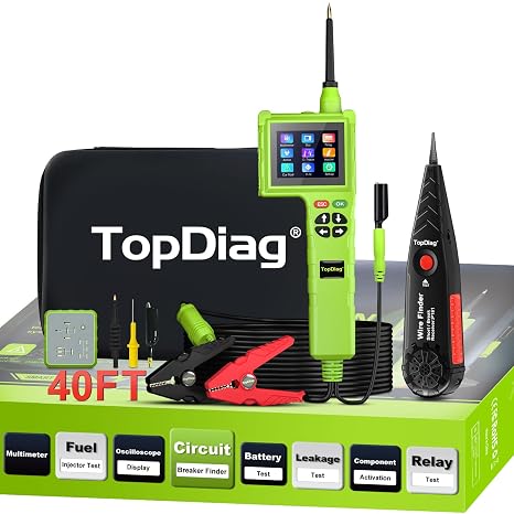 TopDiag P200 Pro Power Circuit Probe Kit 9V-48V Circuit Systems 2025 Automotive Circuit Tester - Multimeter/Oscilloscope/Fuel Injector Tester/Activating Component