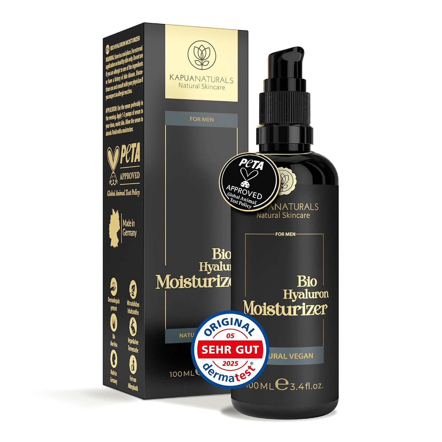 Organic Face Cream Men 100 ml • + Guarana + Hyaluronic Acid + Vegetable Lipids • Moisturising Anti-Ageing Face Care Men • Refreshing Face Cream • Anti-Ageing Made in Germany
