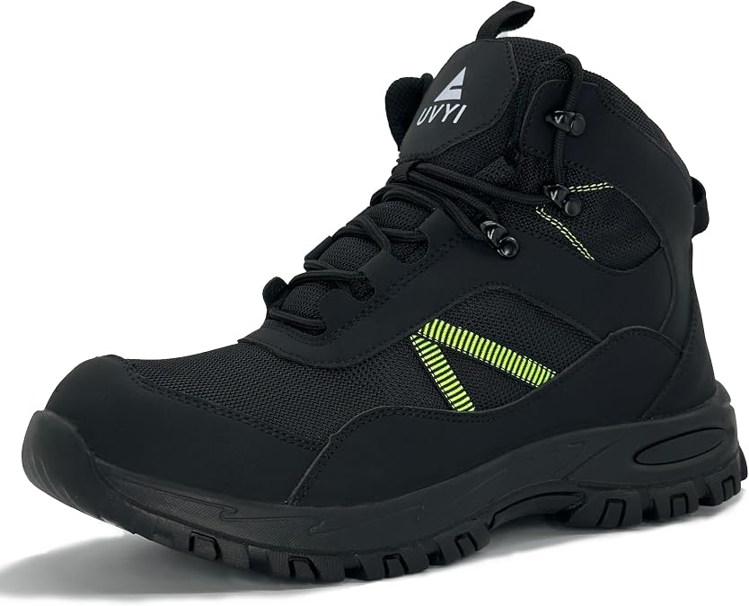 AUVYI Steel Toe Work Boots for Men - Wide Toe Safety Shoes with Slip-Resistant Rubber Sole, Breathable & Comfortable Industrial Construction Footwear