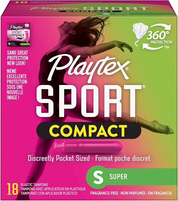 Playtex Sport Compact Tampons Super Absorbency, Unscented, 18 Count