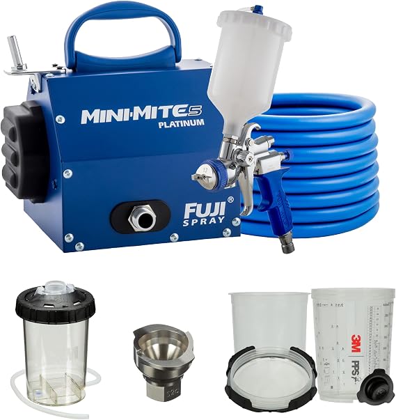 Fuji Spray 2805-T75G Mini-Mite 5 Platinum Gravity Feed HVLP Spray System with 3M PPS 2.0 Kit - Midi 13.5oz. H/O Cup