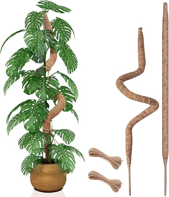2 Pack 70cm Moss Pole, Bendable Moss Pole for Plants Monstera, Tall Moss Poles for Climbing Plants Indoor, Large Support, Garden Trellis Stick Stakes for Plant