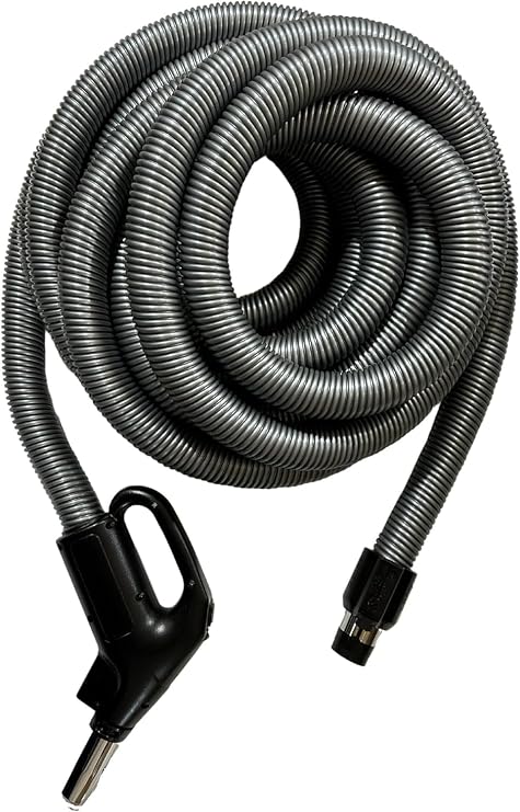 Wessel-Werk Electric Central Vacuum Hose 33 ft with 3-way On/Off Power Control Switch on Comfort Grip Hose Handle, Flush Handle Connection with Direct Connect Hose End Configuration,