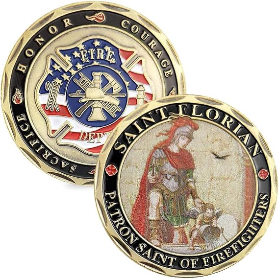 Saint Florian Volunteer Firefighters Prayer Challenge Coin