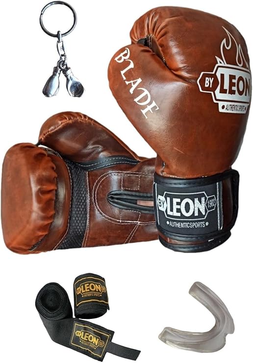 Blade Training Boks, Kick Boks ve Muay Thai Eldiveni, 8 oz, Kahve, Unisex, Bandaj ve Dişlik Seti