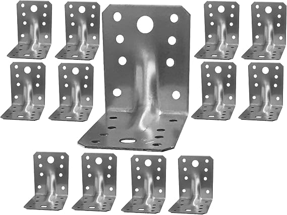 Corner Braces Brackets Plates, Heavy Duty Wooden Angle, Metal Steel Sheet Galvanised 2,75" x 2,75" x 2,17" x 0,08" (70 x 70 x 55 mm x 2 mm) ART4 Pack of 12pcs