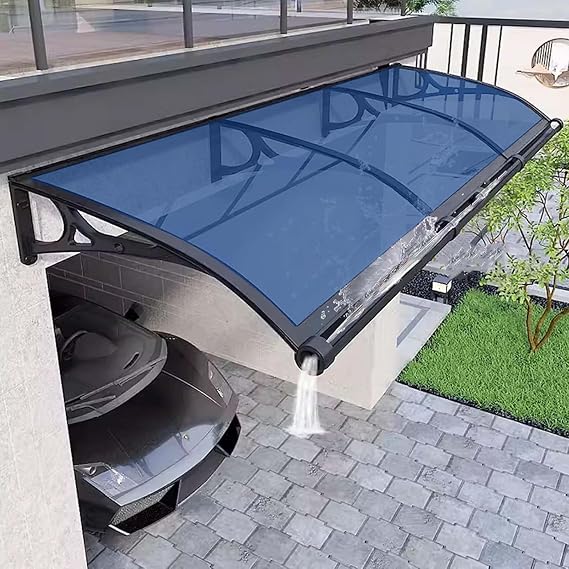 Awnings for Doors Door Awnings Exterior Window Awnings Exterior with Aluminum Bracket, Polycarbonate Window Door Awning Canopy for Sun Shutter, UV, Rain and Snow Protection(Blue,60x60cm/24x24in)