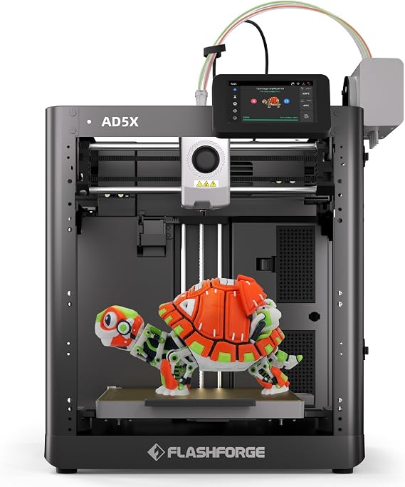 Flashforge AD5X Multi-Color 3D Printer, 600mm/s High-Speed 4 Color 3D Printer with 300 C Nozzle, Auto Leveling and PEI Flexible Plate, 8.7 x 8.7 x 8.7in