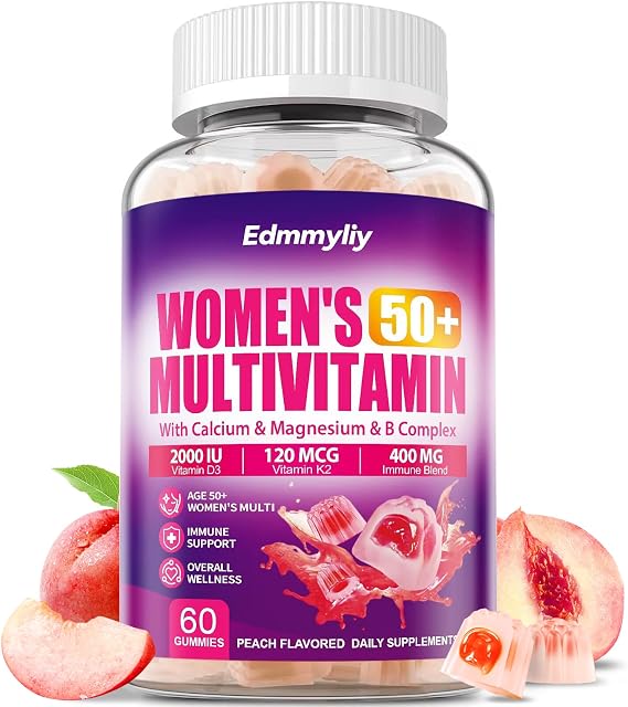 Womens Multivitamin Gummy 50 And Over - Methylated Vitamins Gummies | with Multi Vitamin A, C, D3, E, K2 & B Complex, Folate, Biotin, Calcium, Magnesium for Women - Sugar Free, Vegan, 60 Ct