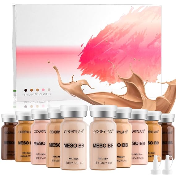 Facial Glow Serum Starter Kit Hydration Essence Foundation Skin Care Kit 0.27 oz 10 vials, Combined with Niacinamide and Peptides to Skin Tone Foundation 5-mix pack