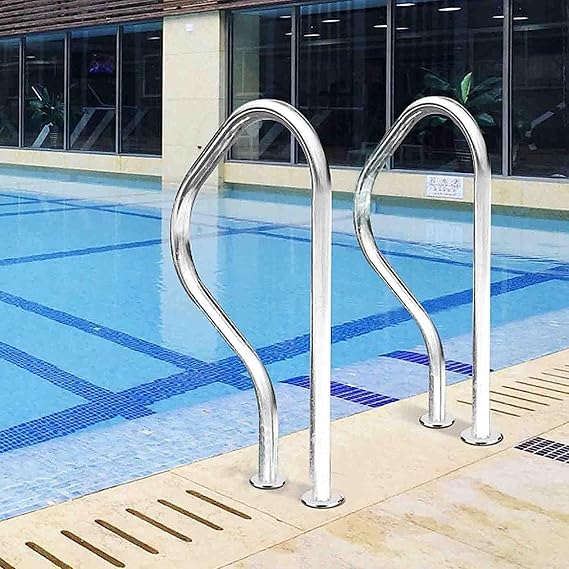 Pool Rail Railing Handrail Swimming Hand Rail,Silver Easy Mount Grab Rail-250Lbs Safety Load Capacity