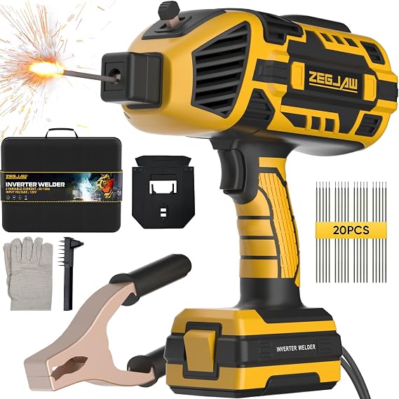 ZEGJAW Welding Machine Portable,110V ARC Handheld Electric Welder Gun with IGBT Inverter 5 Variable Current Adjustment, Fits for 3/64"-1/8" Wire Rods