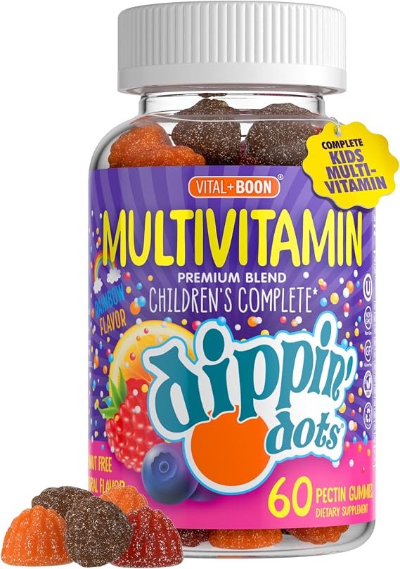 Dippin' Dots Kids Multivitamin Gummies, Rainbow Fruit, D3 (60 Ct)
