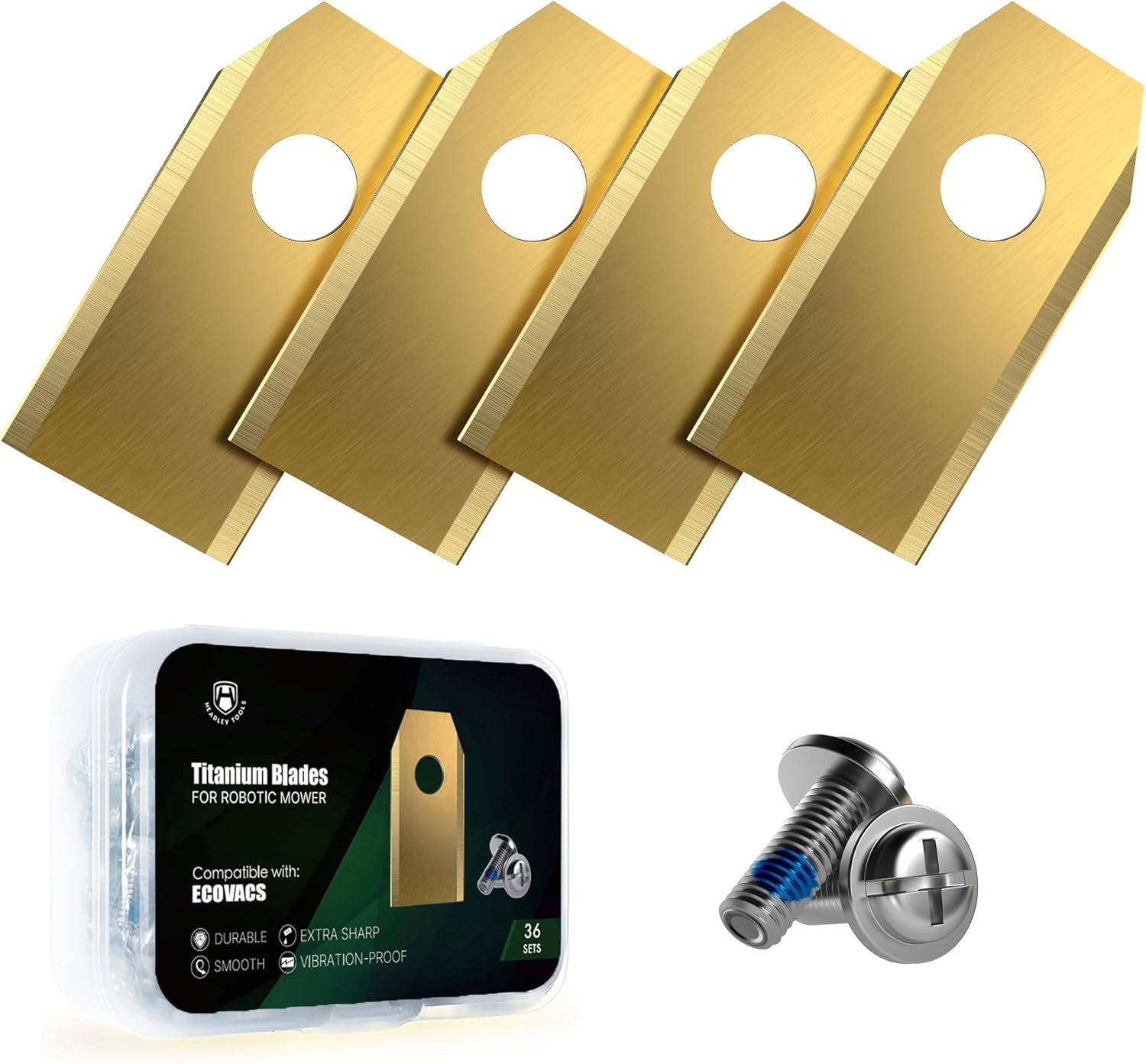 Headley Tools 36Pcs Titanium Replacement Blades Compatible for ECOVACS Goat All Series, Robust Replacement Robotic Lawnmower Blades, High-Performance Cutting